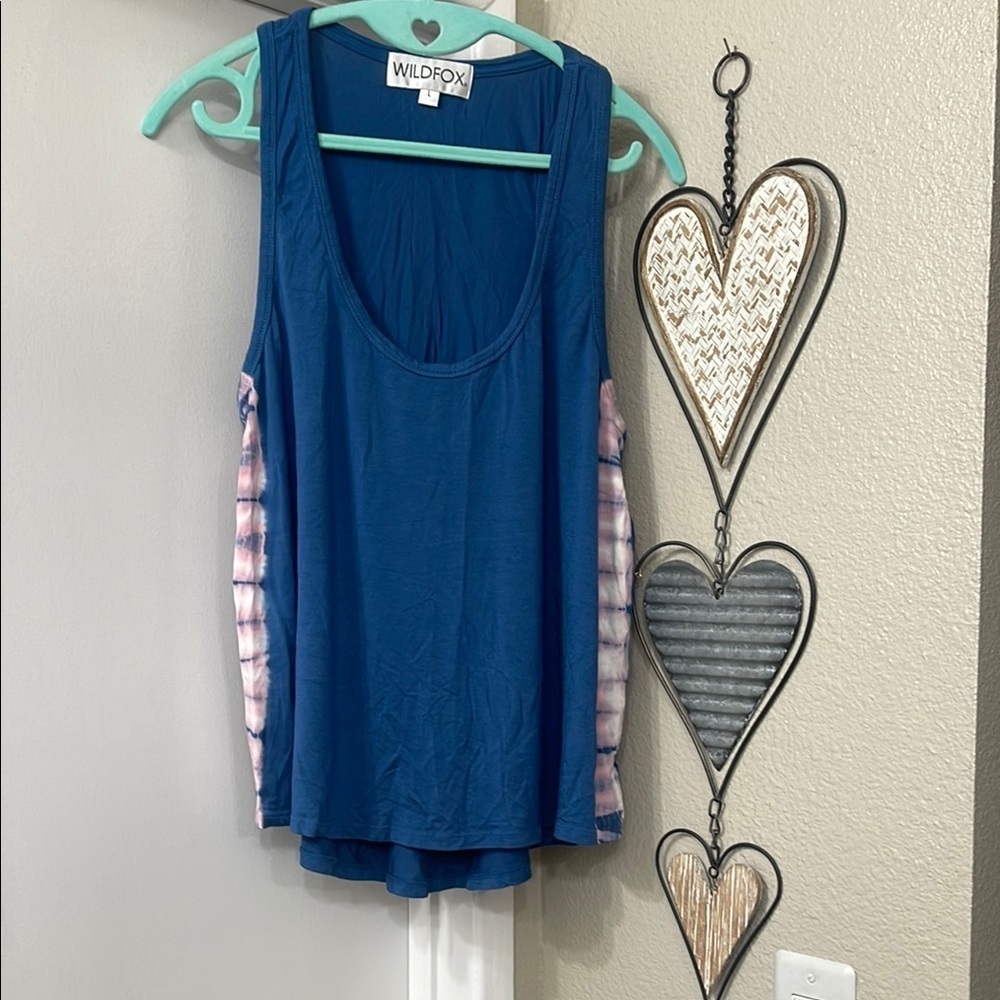 Wildfox Blue Relaxed Sleeveless Tank Top